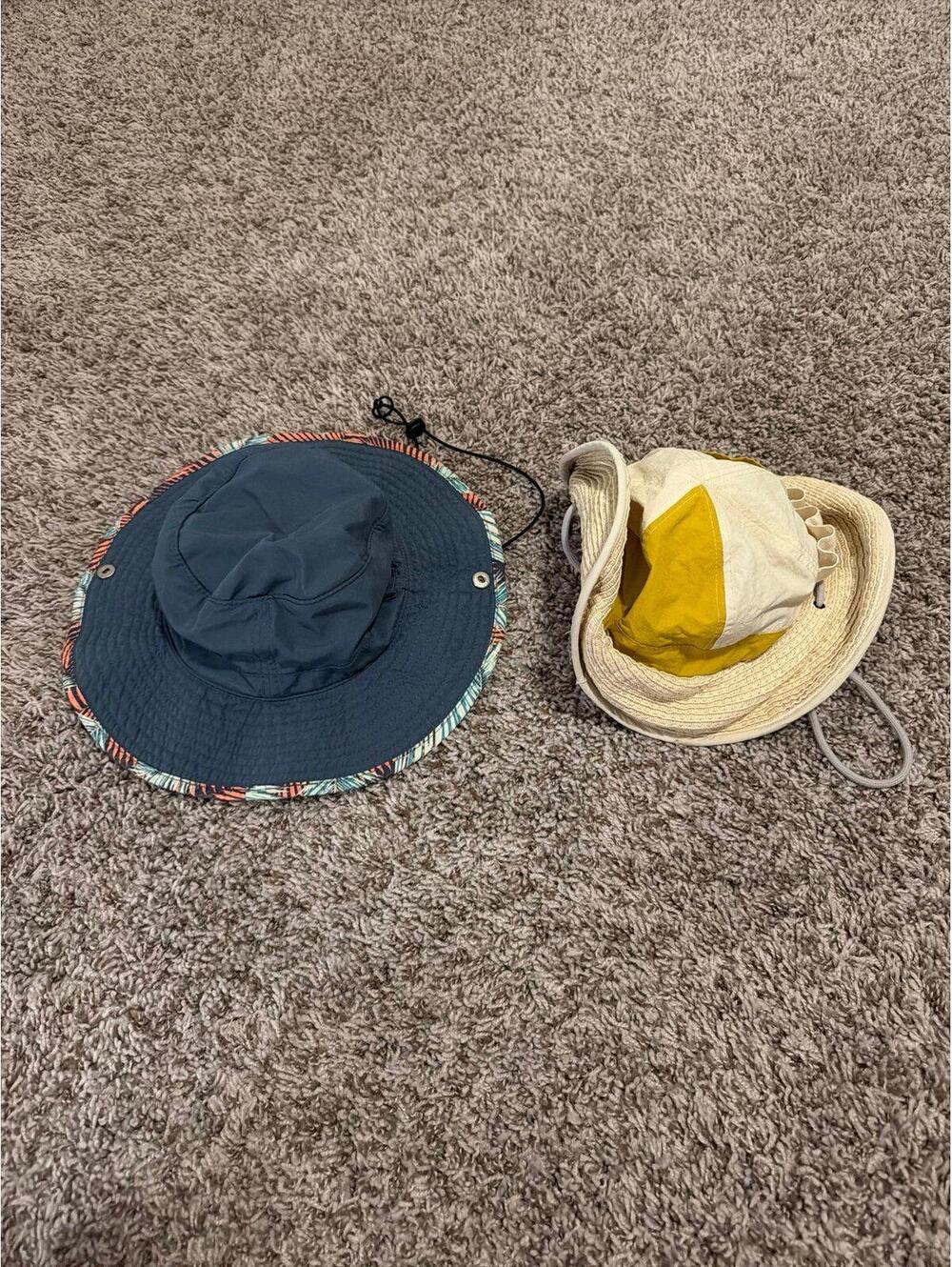 Blue and Beige Outdoor Bucket Hats - Casual Sun Hats